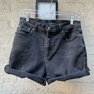 Vintage Black Denim High Waist Cutoff Shorts